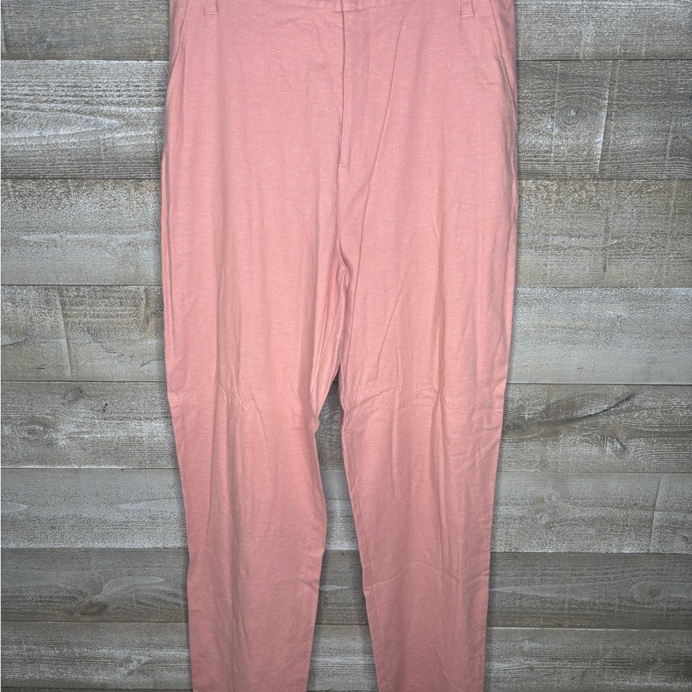 Monterey Bay pink linen cotton blend beach pants size 14